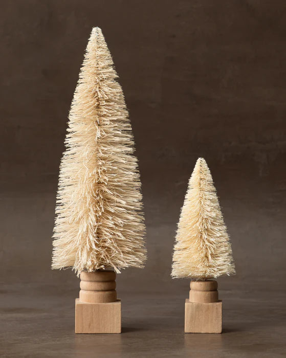 Sisal Bottle Brush Tree with Carved Base