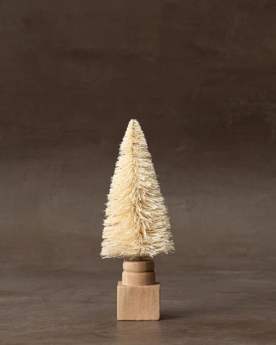 Sisal Bottle Brush Tree with Carved Base