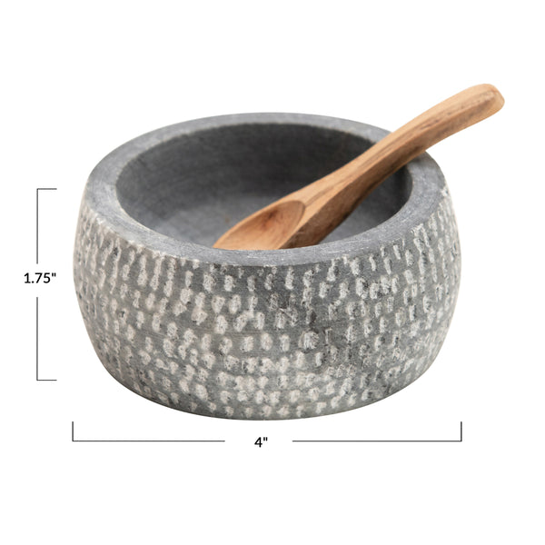 Granite Bowl with Carved Wood Spoon