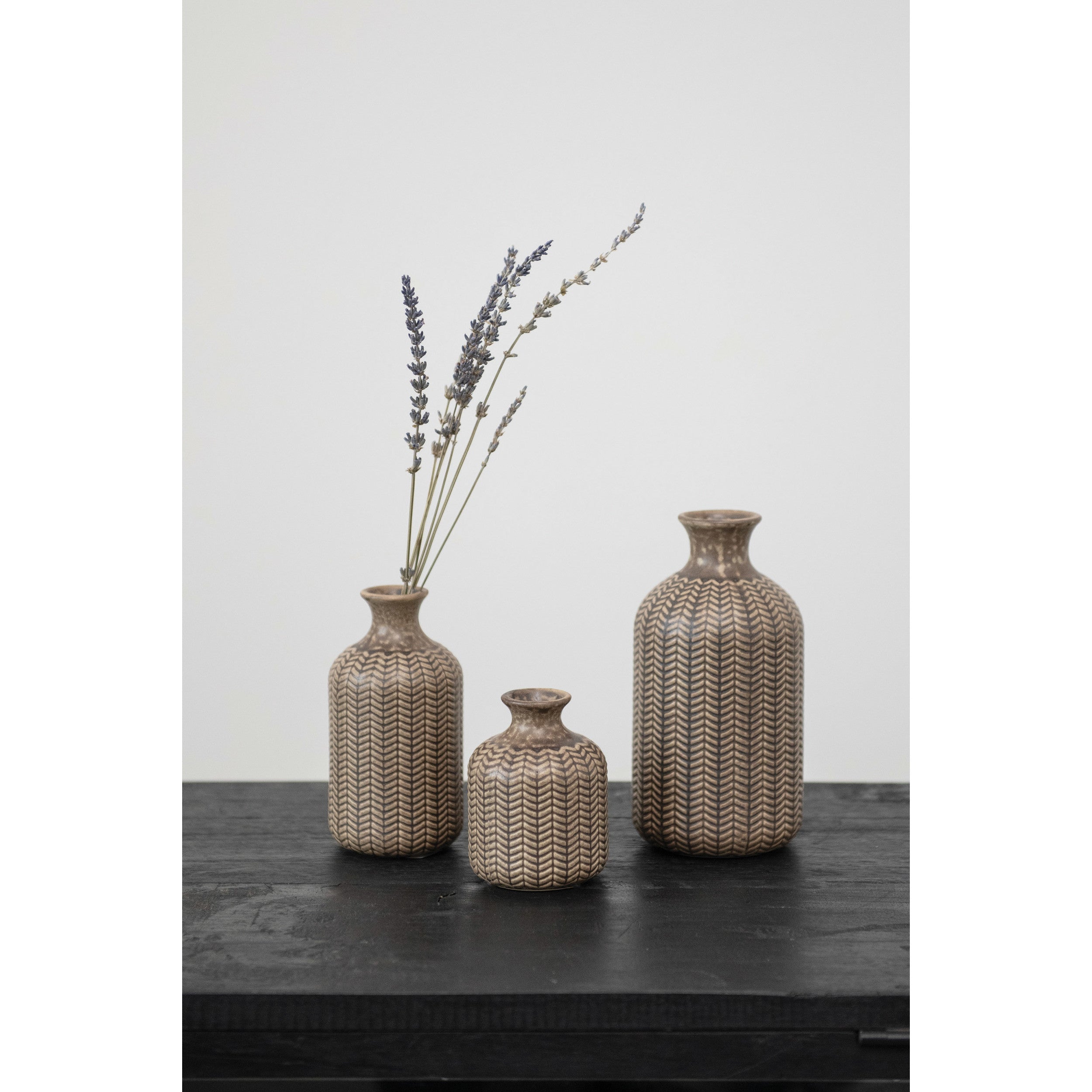 Embossed Stoneware Vase