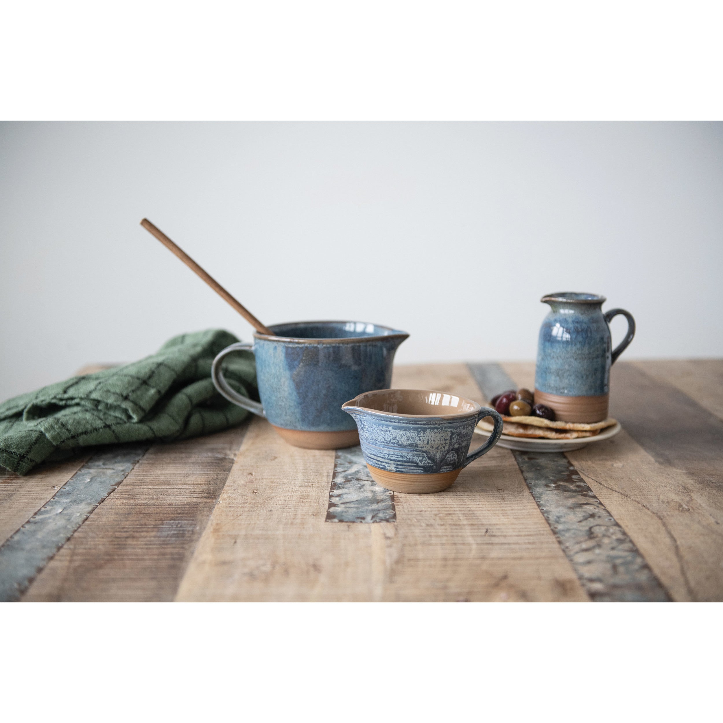 Stoneware Batter Bowl with Reactive Glaze