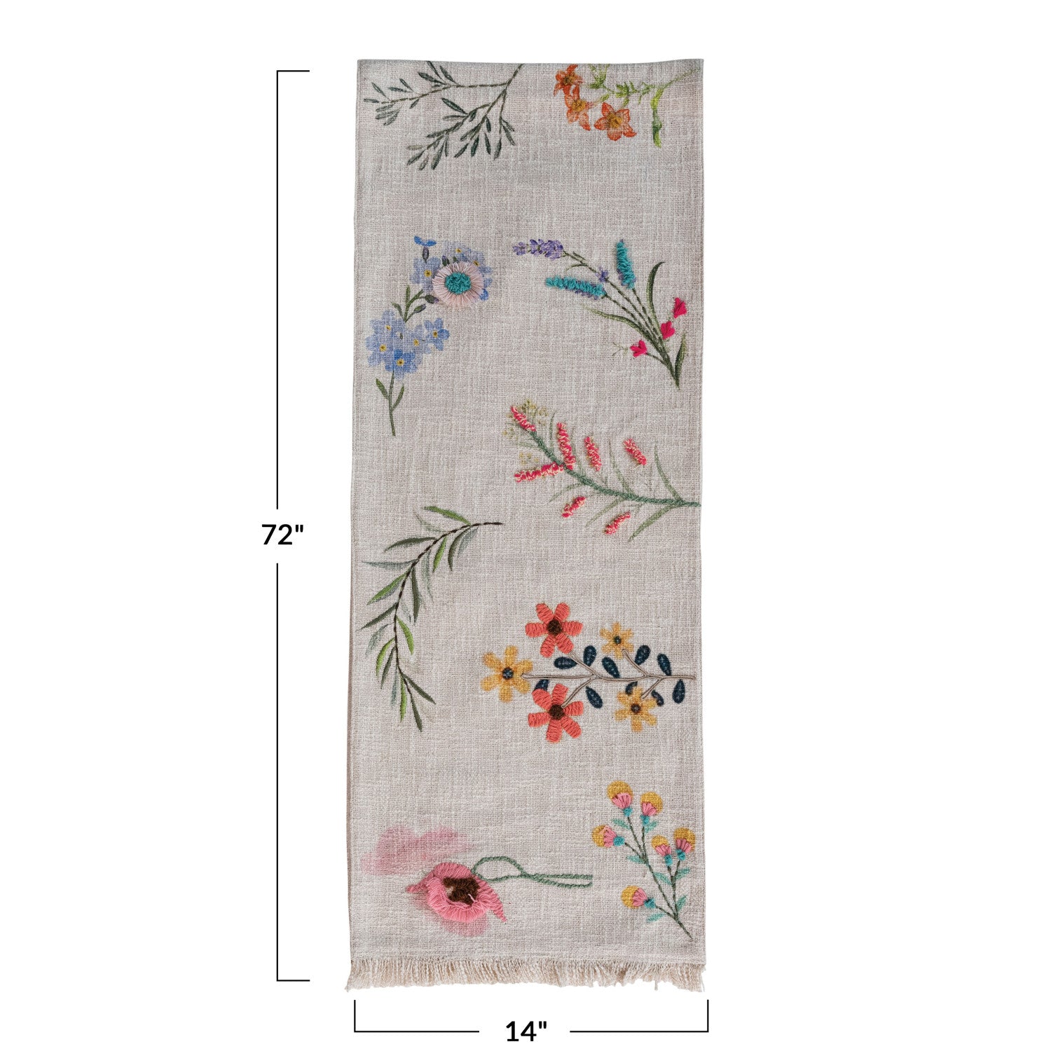 Table Runner w/ Flowers, Embroidery