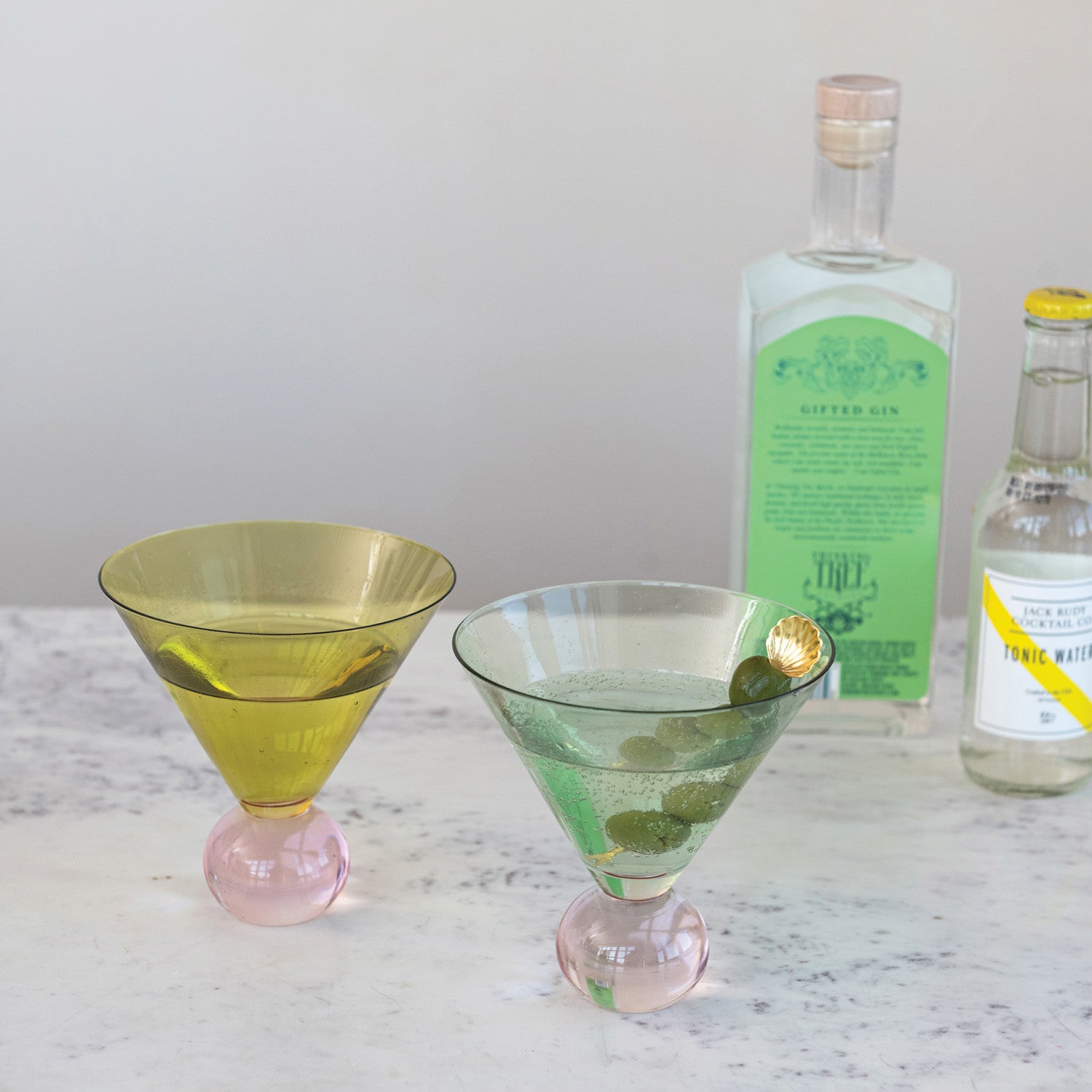 Two-Tone Martini Glass with Ball Stem
