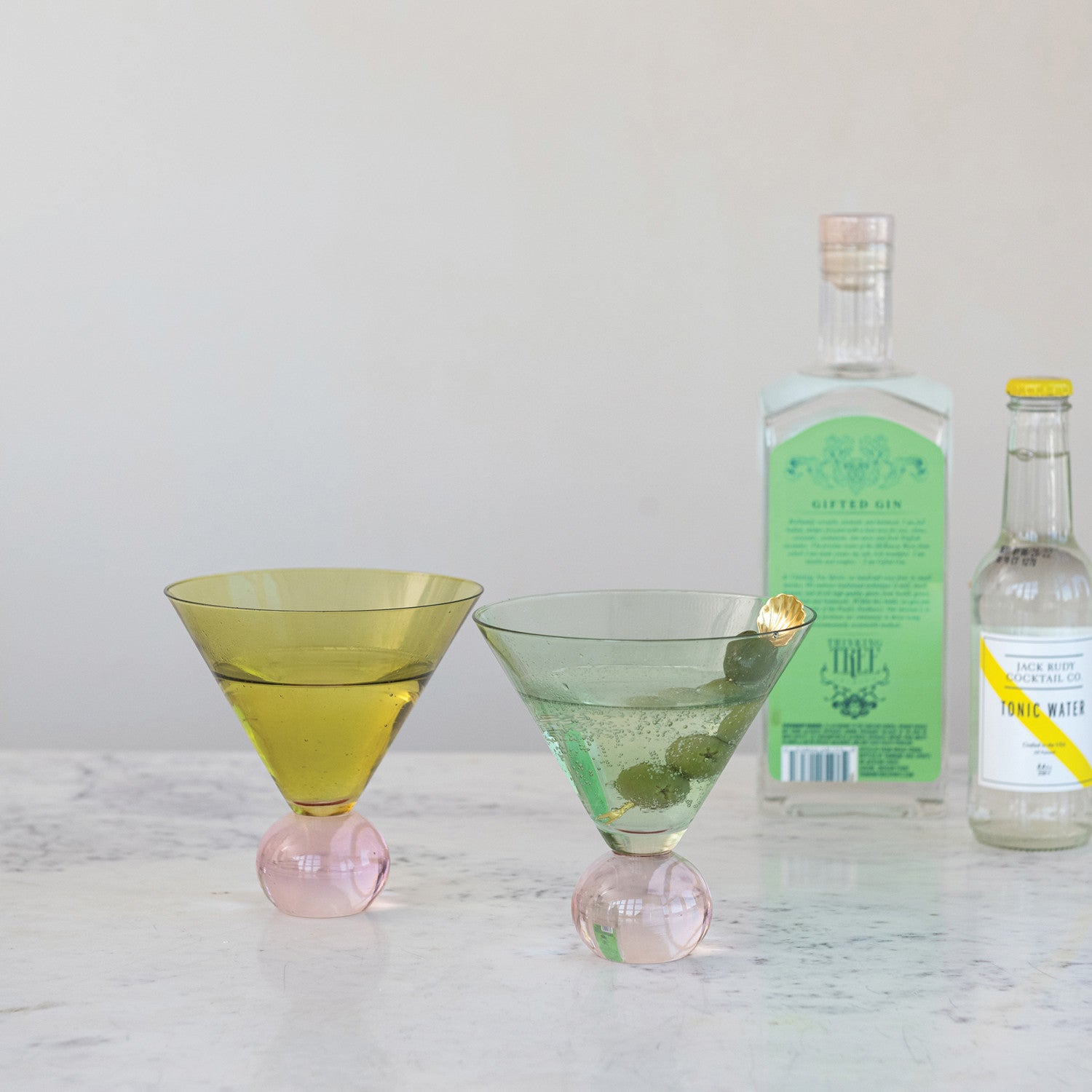 Two-Tone Martini Glass with Ball Stem