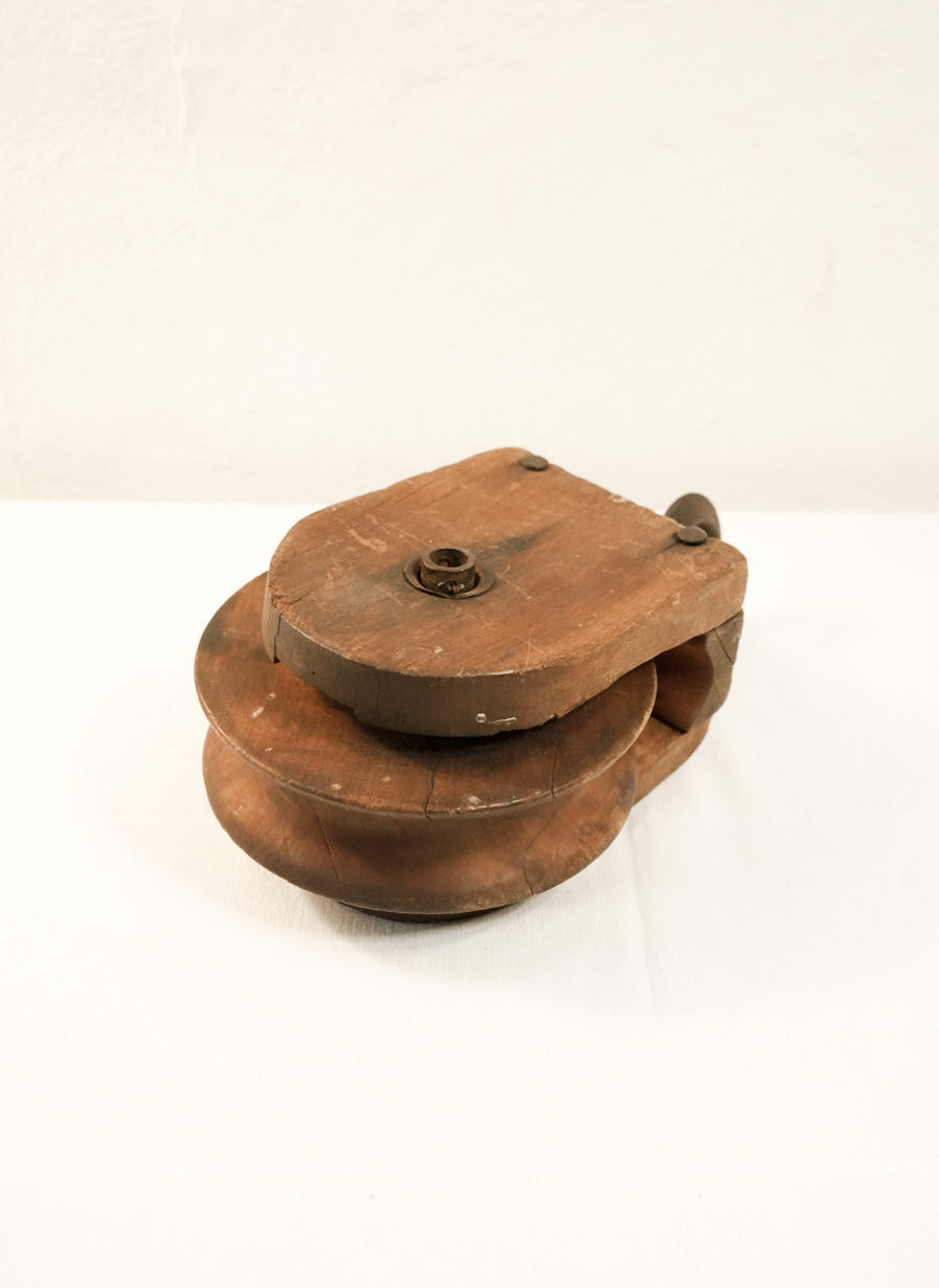 antique wooden ship pulley