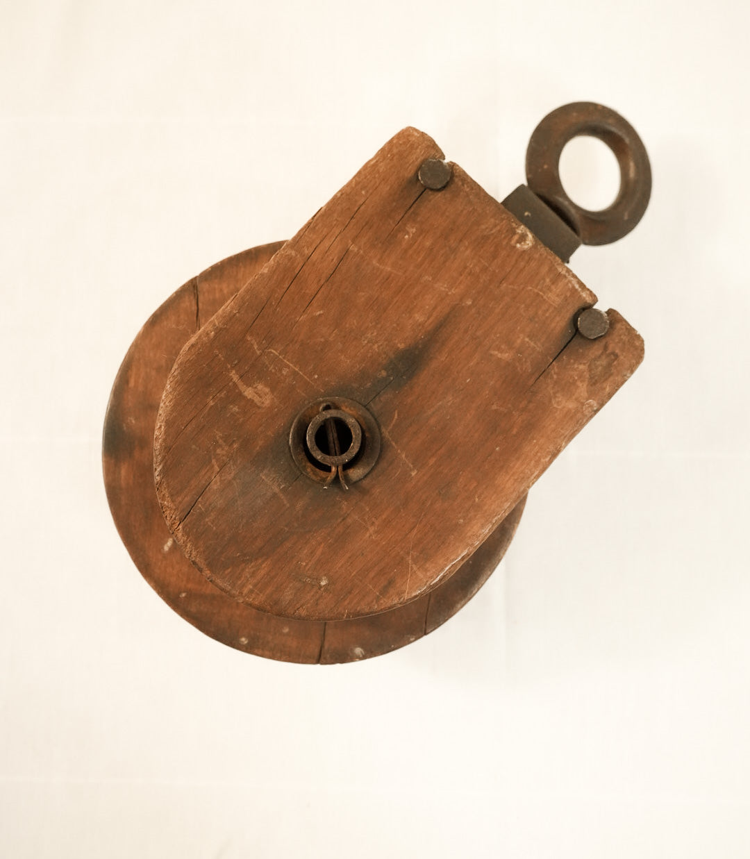 antique wooden ship pulley