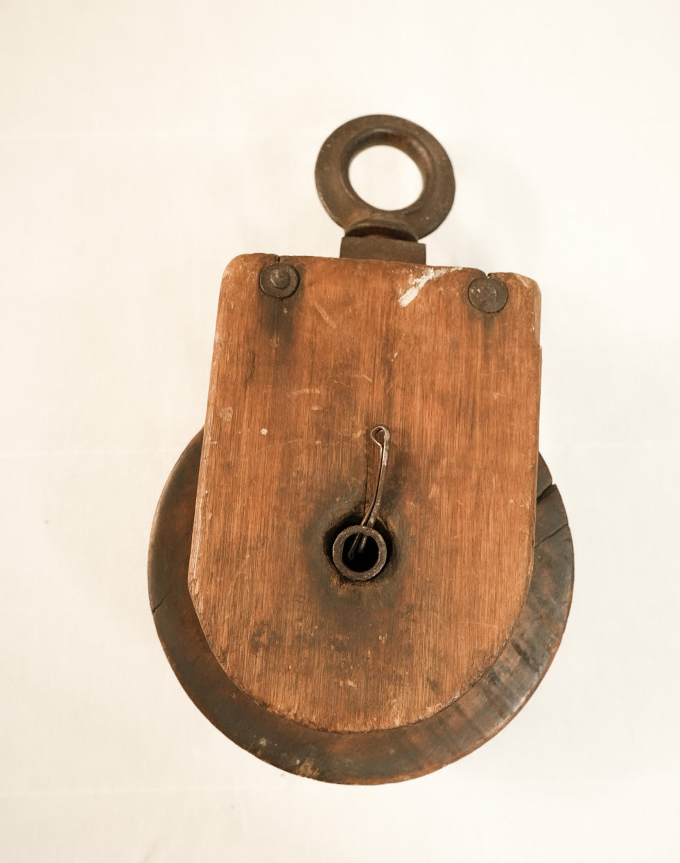 antique wooden ship pulley