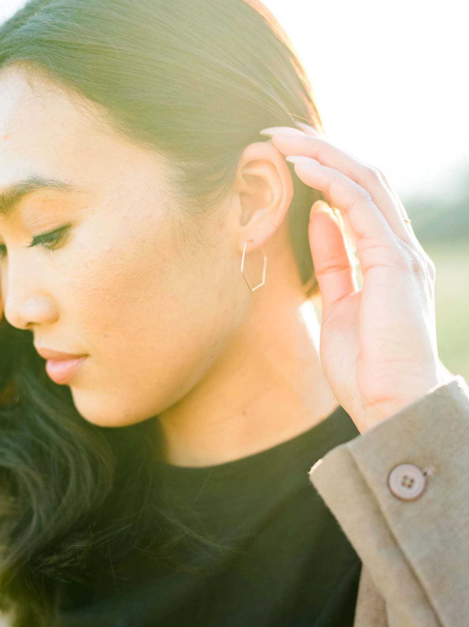 Honeycomb Hoops Gold-filled Earrings