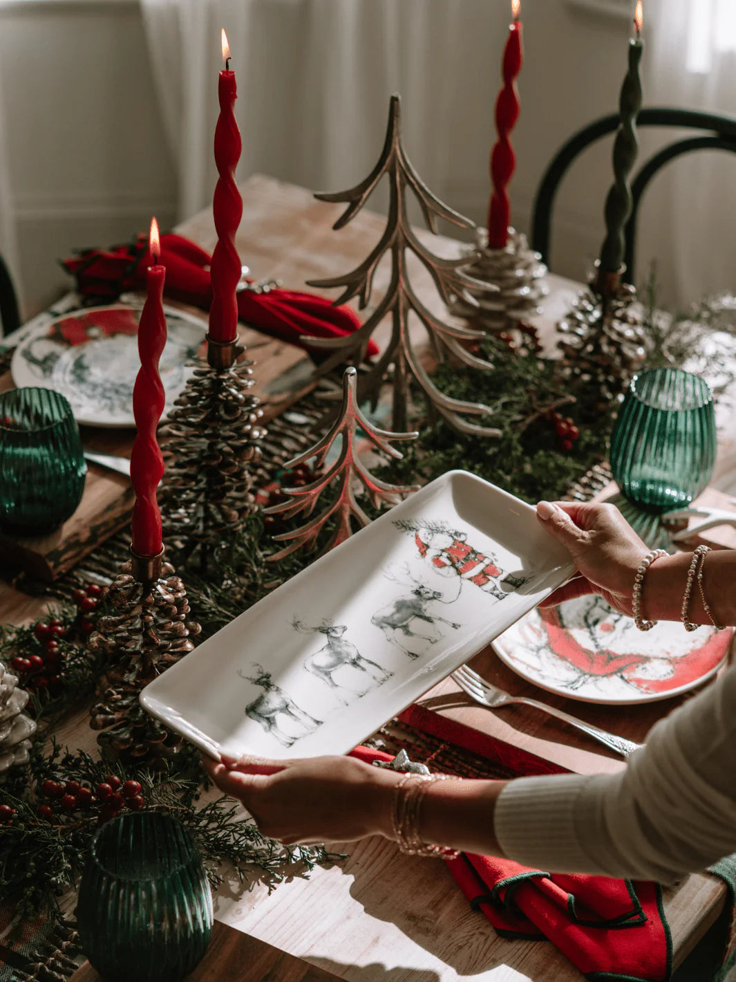 Santa Leading Reindeer Platter