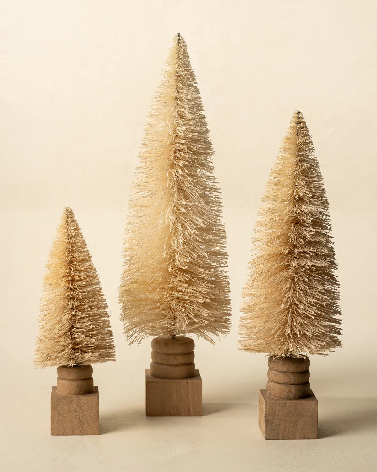 Sisal Bottle Brush Tree with Carved Base