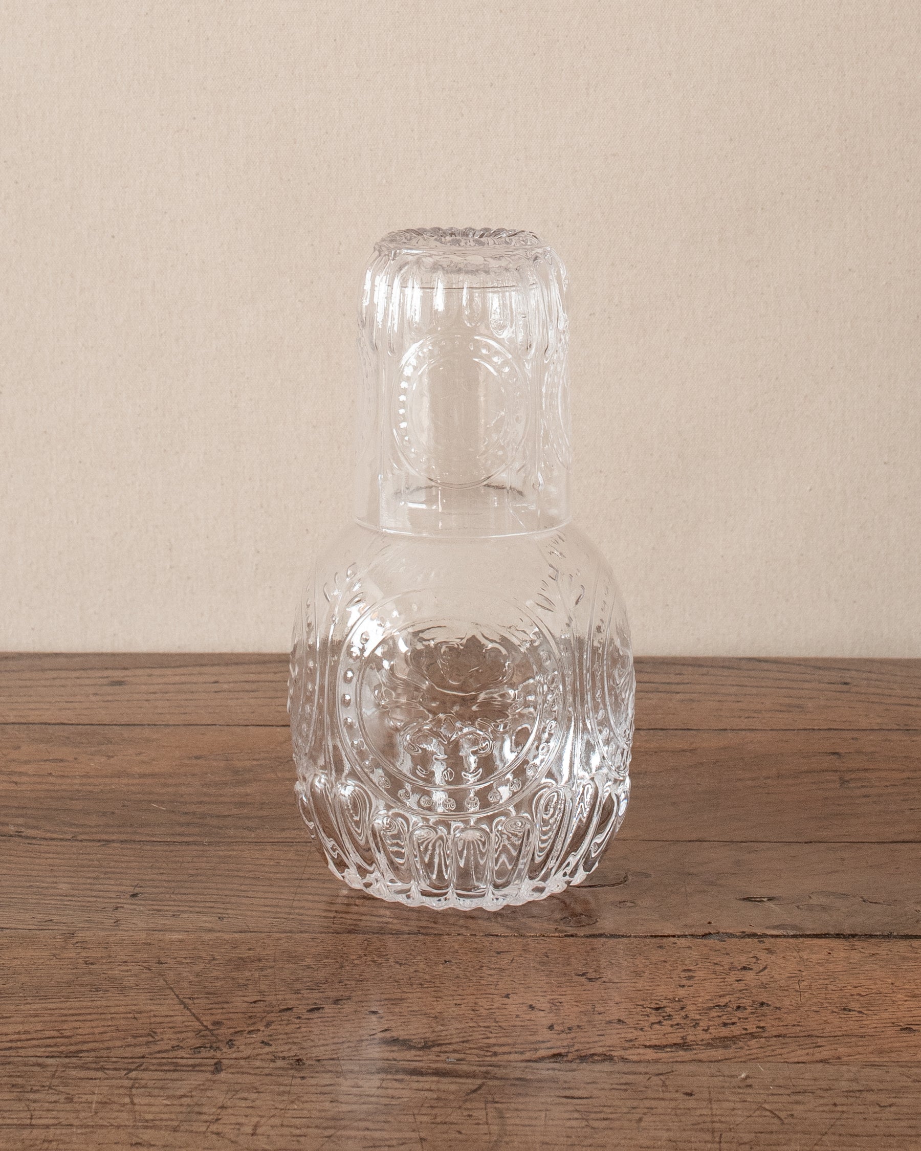 Embossed Glass Carafe Decanter