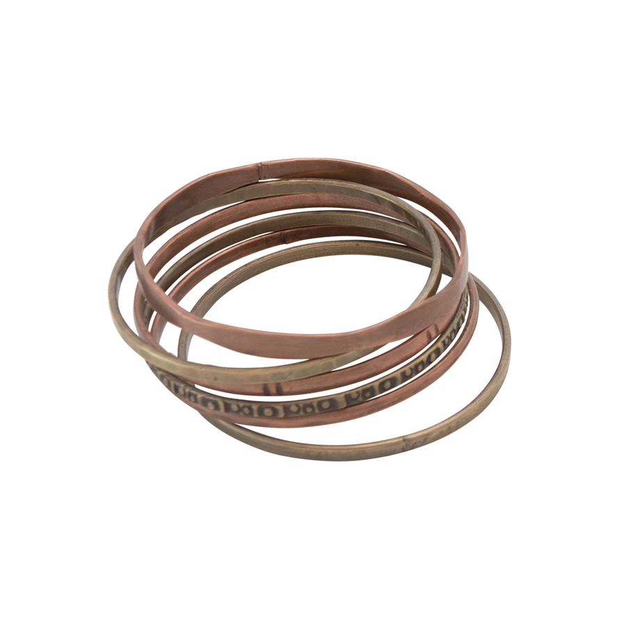 Round Antique Brass and Copper Bangles