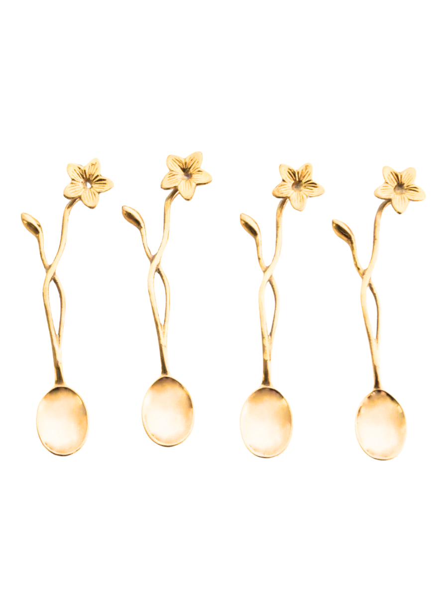 Brass Teaspoon Flower or Bee Spoon Single