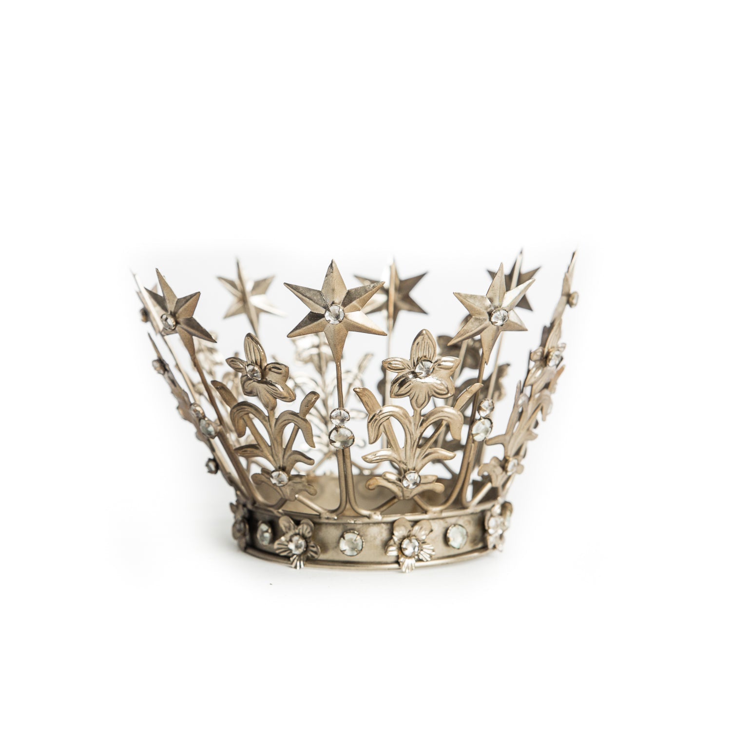 antique silver jeweled crown