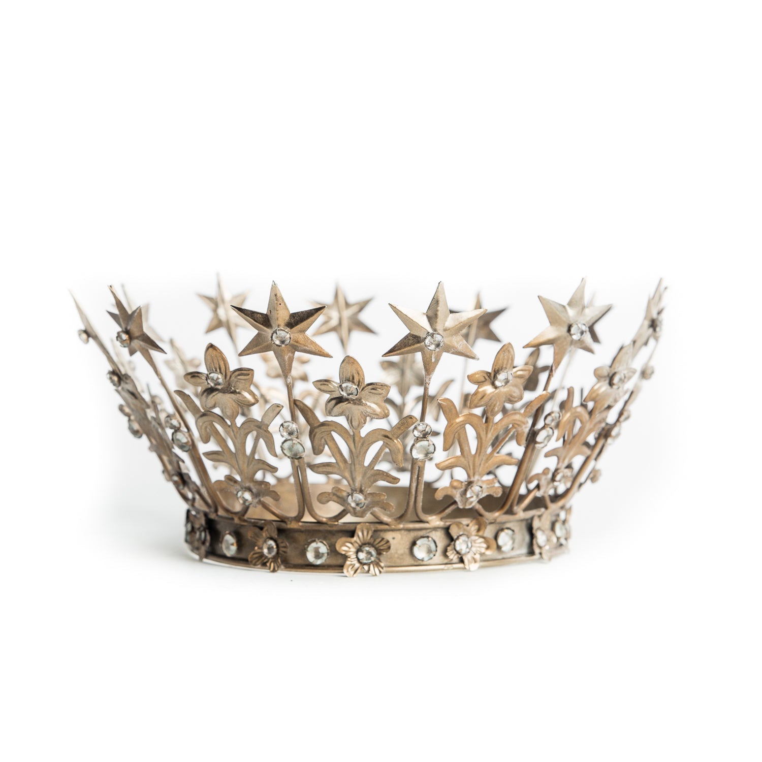 antique silver jeweled crown