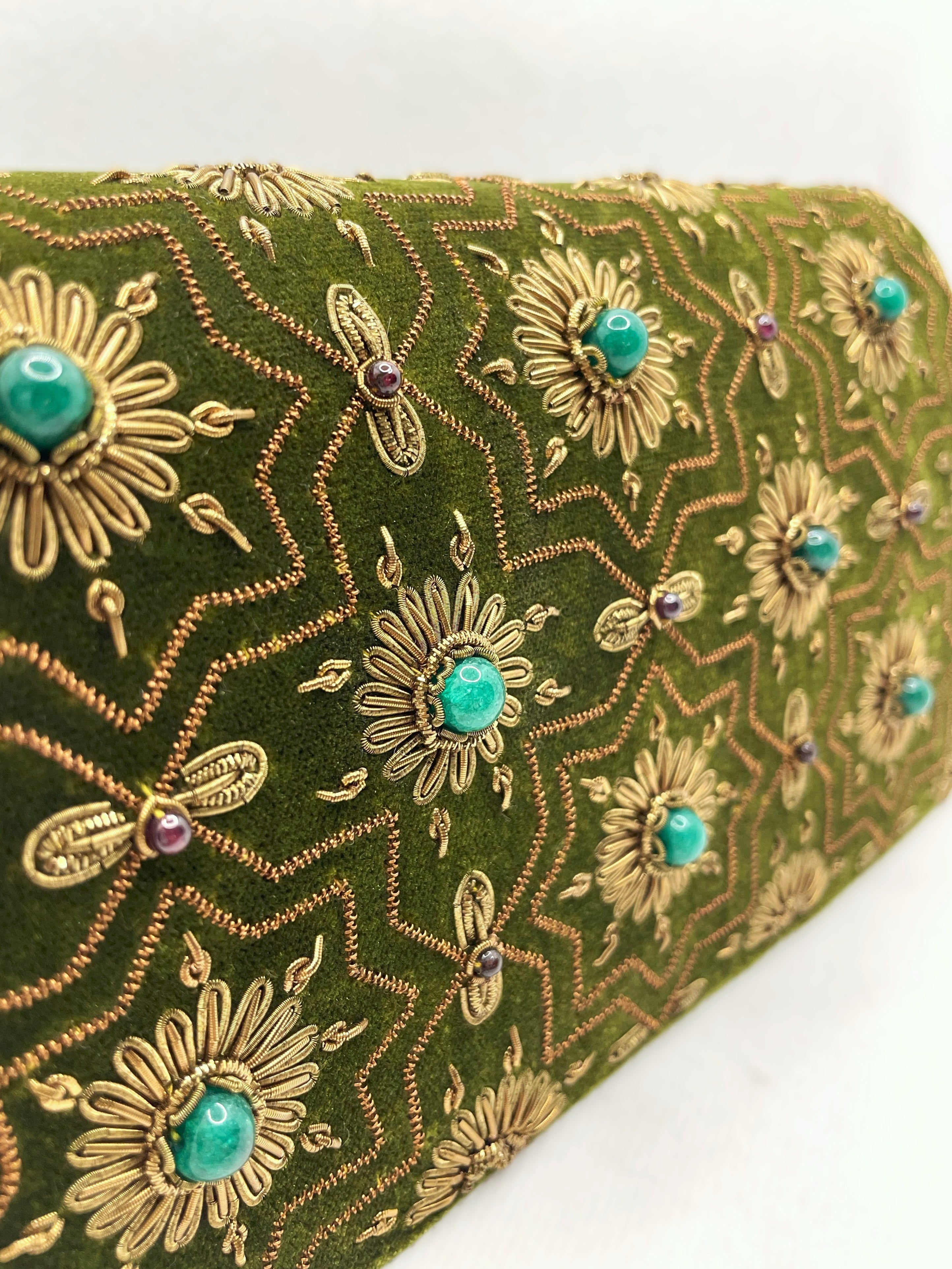 Olive Green Velvet Clutch