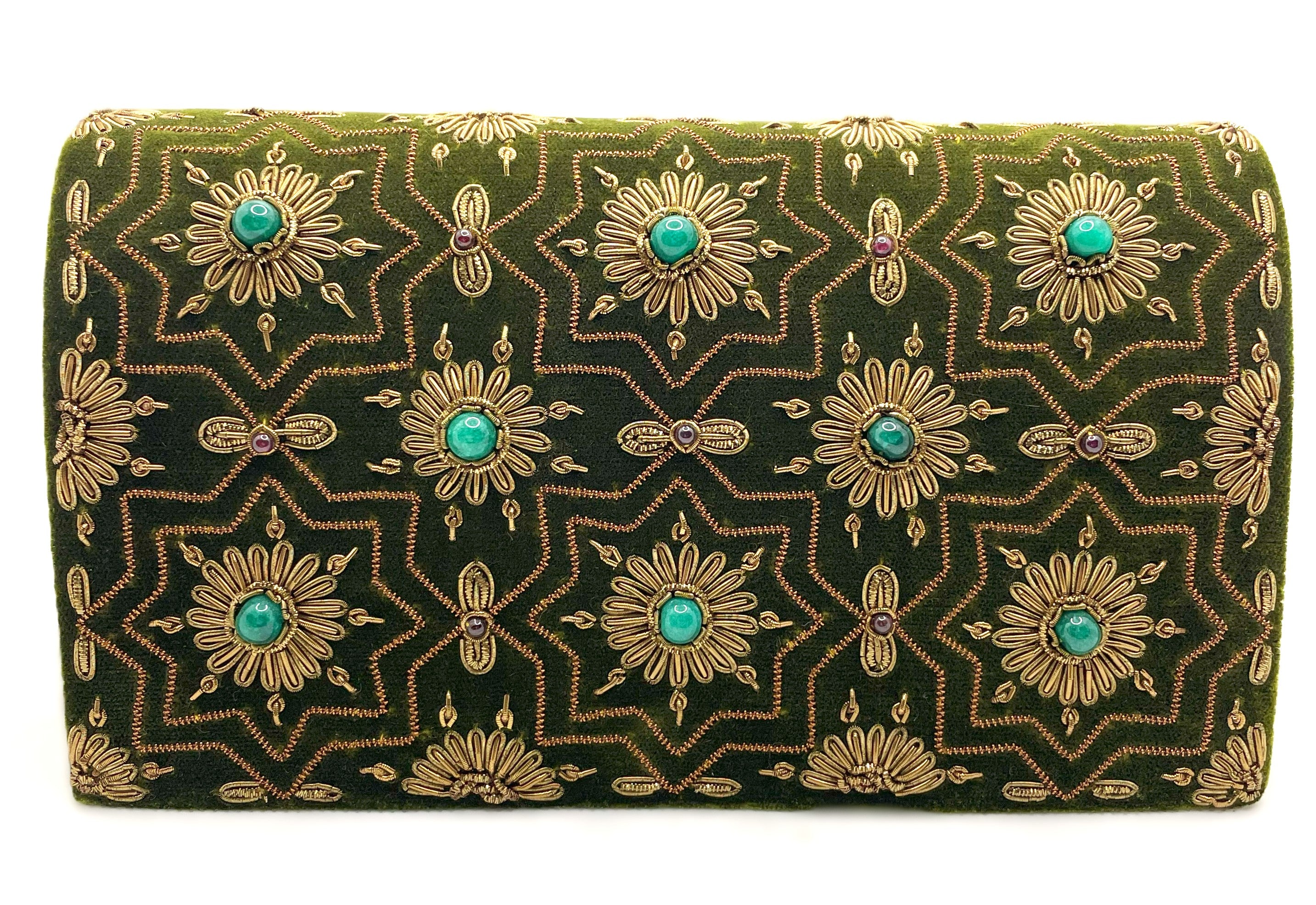 Olive Green Velvet Clutch
