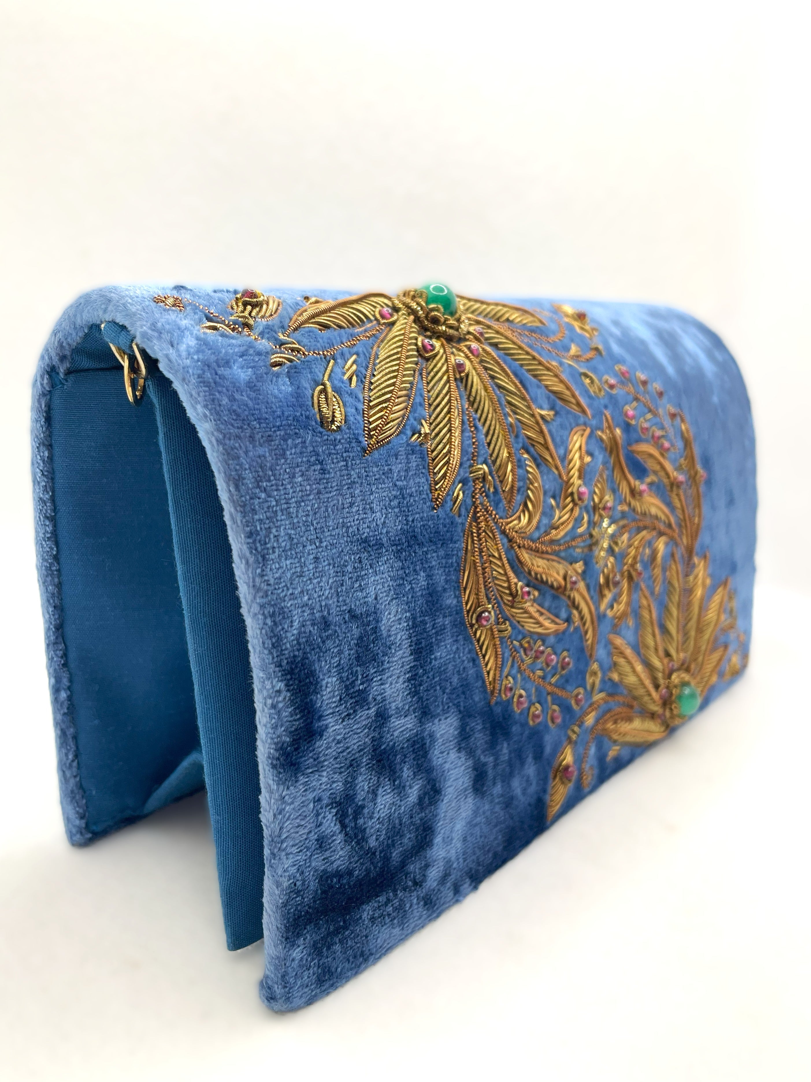 Blue Velvet Clutch