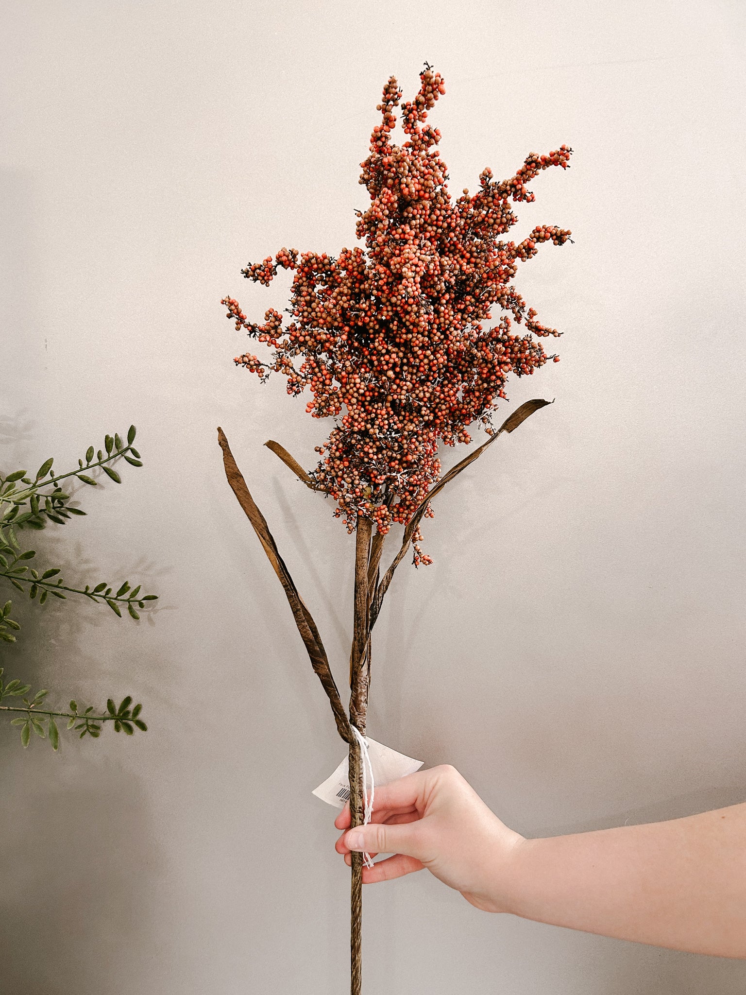 Faux Dried Flocked Millet Branch