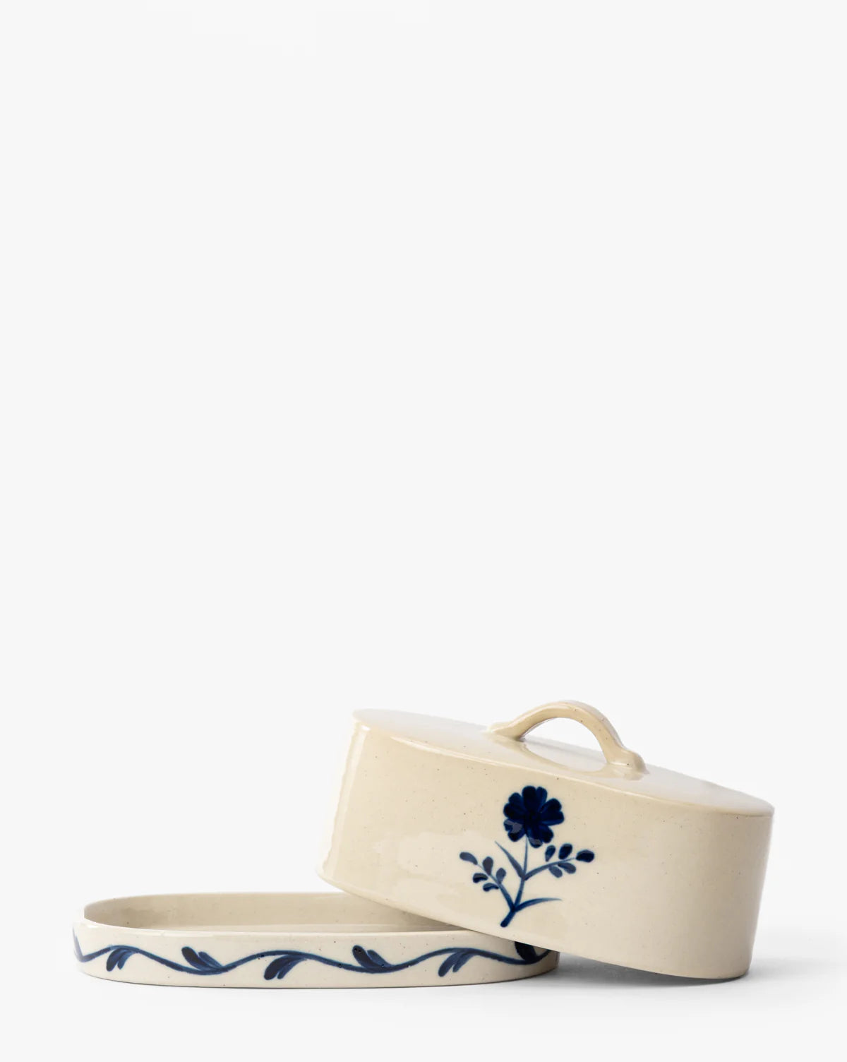 Blue Flower Butter Dish