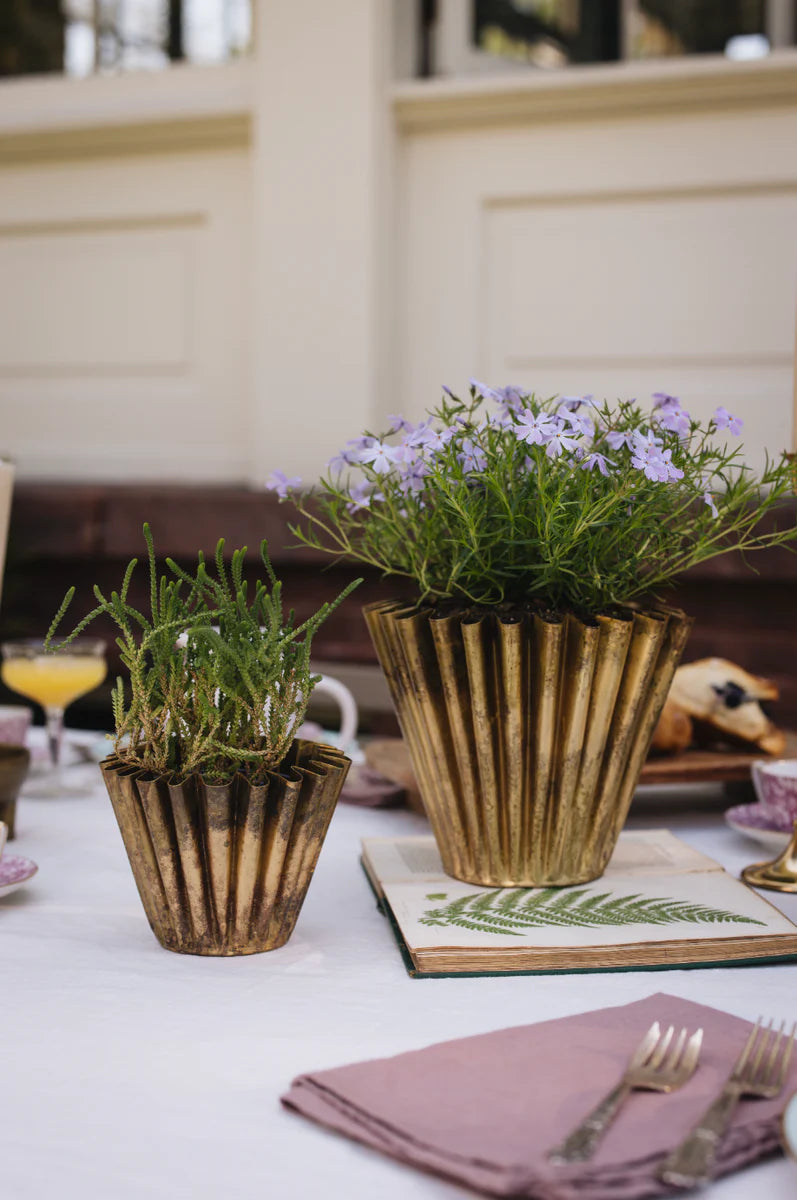 Fluted Brass Planter