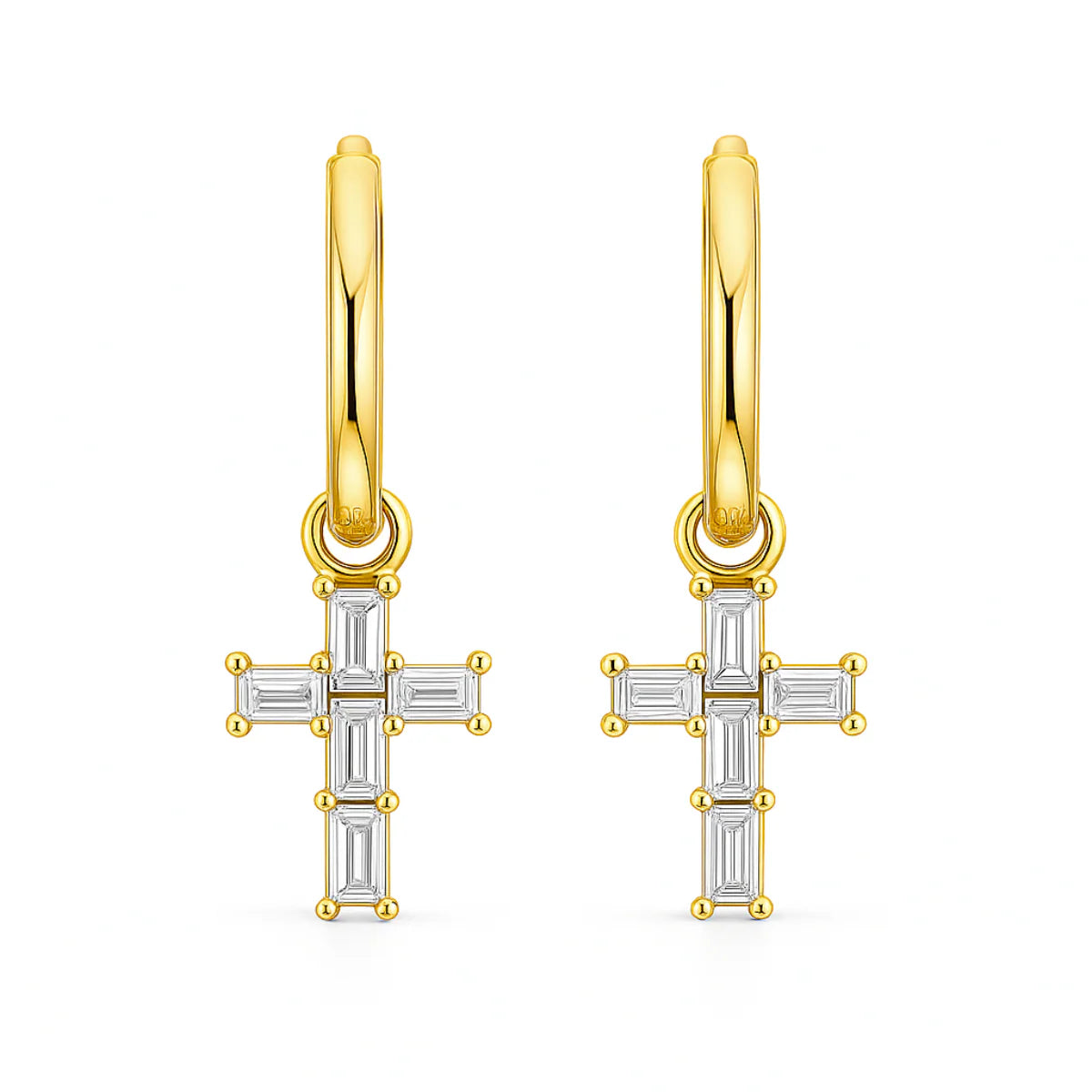 Taran Baguette Cross Huggie Hoop Earring