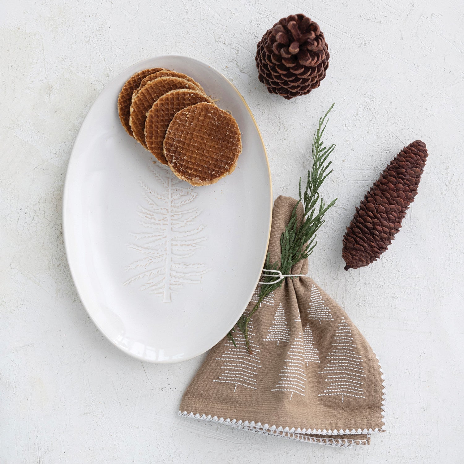 Oval Debossed Pine Tree Platter