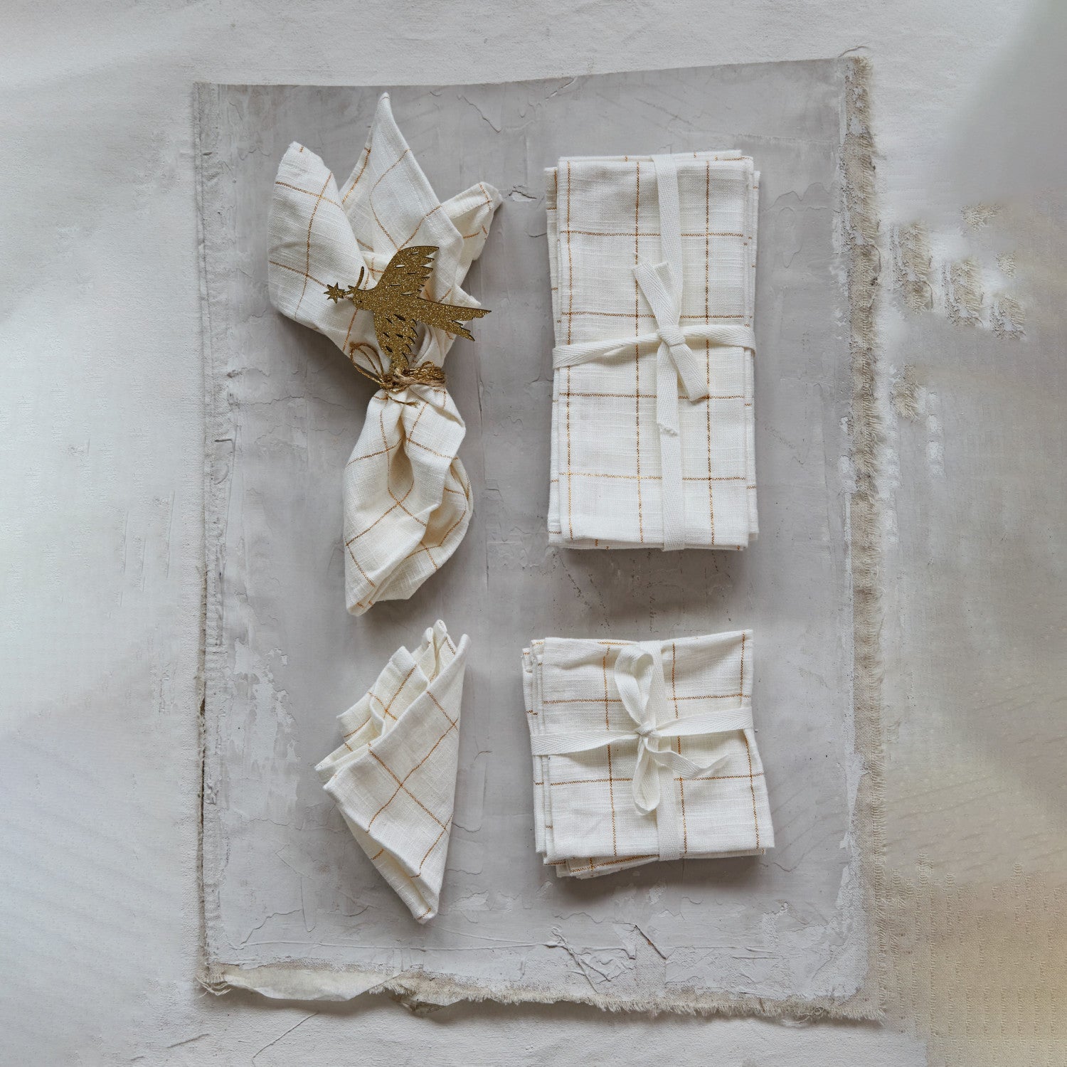 Gold Thread Cotton Napkins