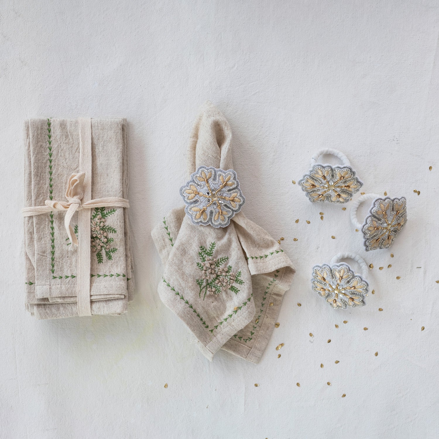 Botanical Embroidery Napkins Set