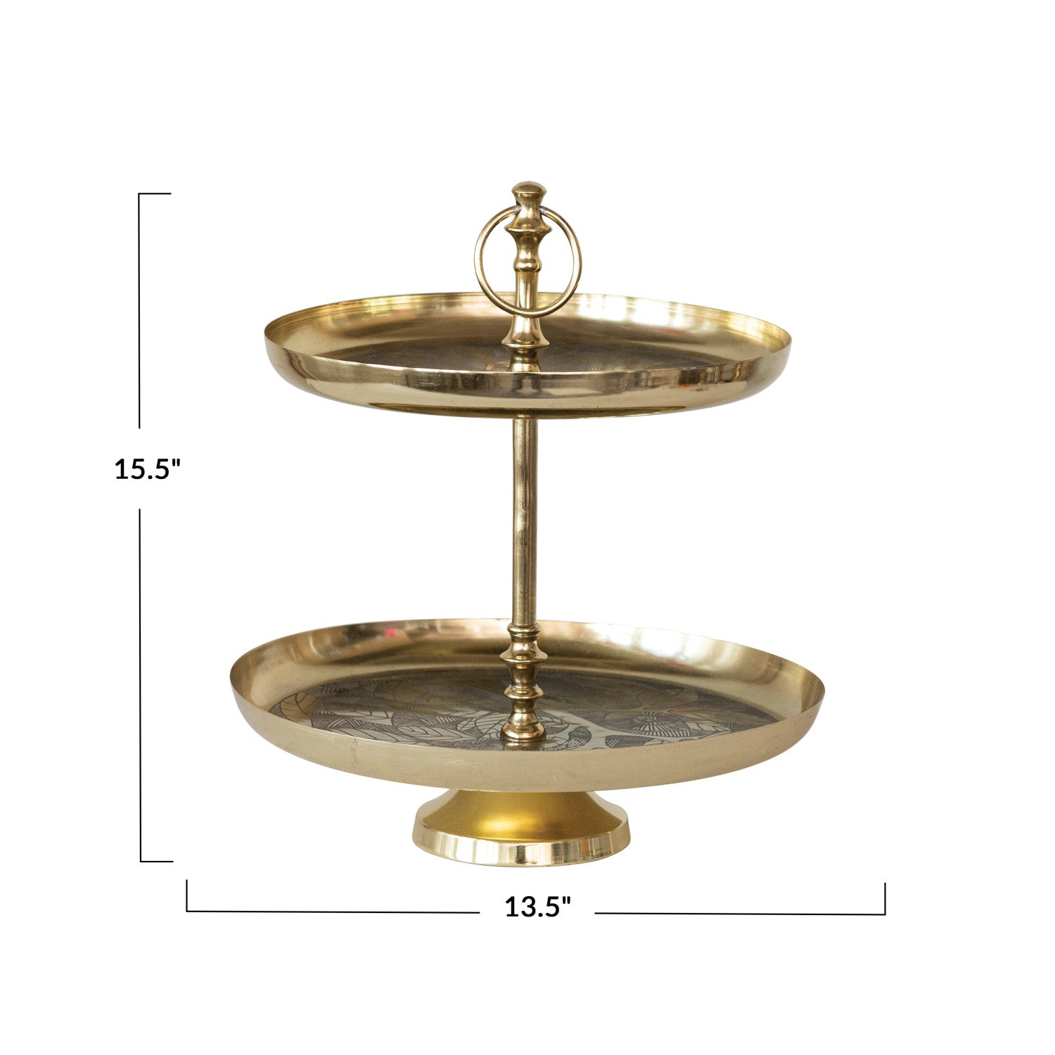 Etched 2-Tier Tray w/ Branch Design