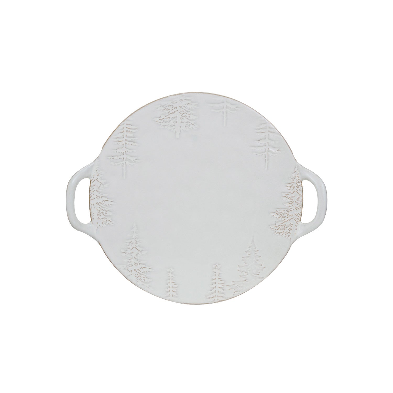 Round Debossed Tray/Platter w/ Trees & Handles