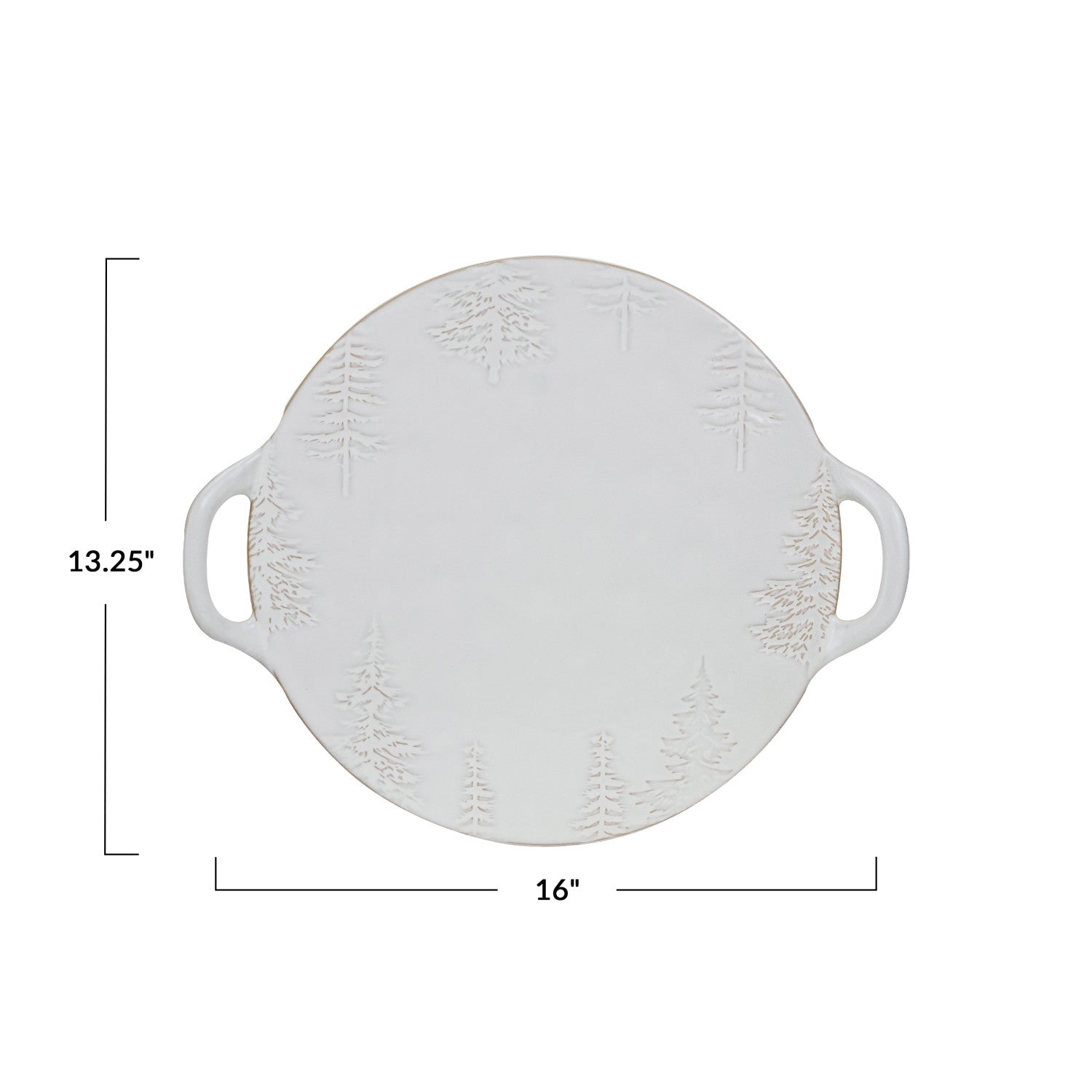 Round Debossed Tray/Platter w/ Trees & Handles