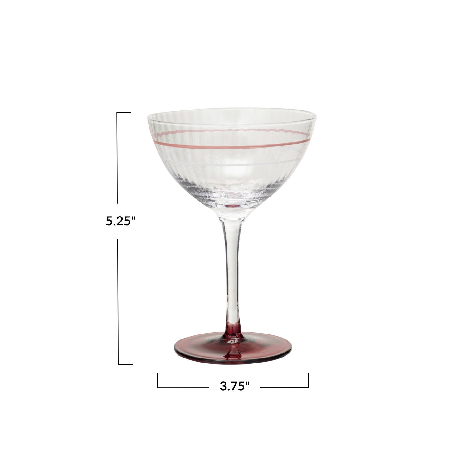 Red Stemmed Coupe/Wine Glass