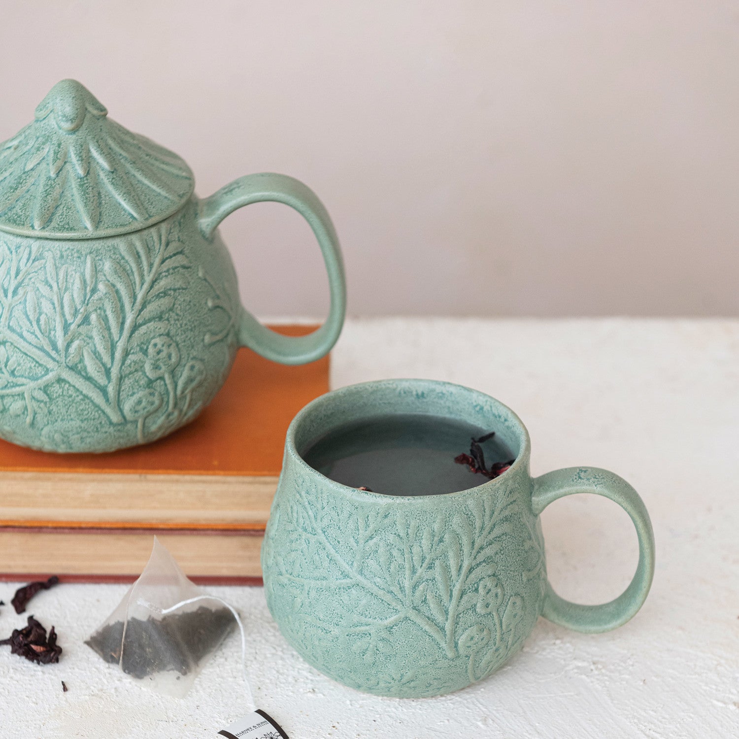 Embossed Botanicals Teapot