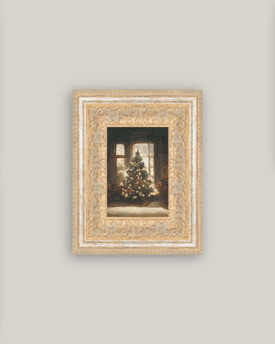 Glowing Christmas Tree Framed Antique Art