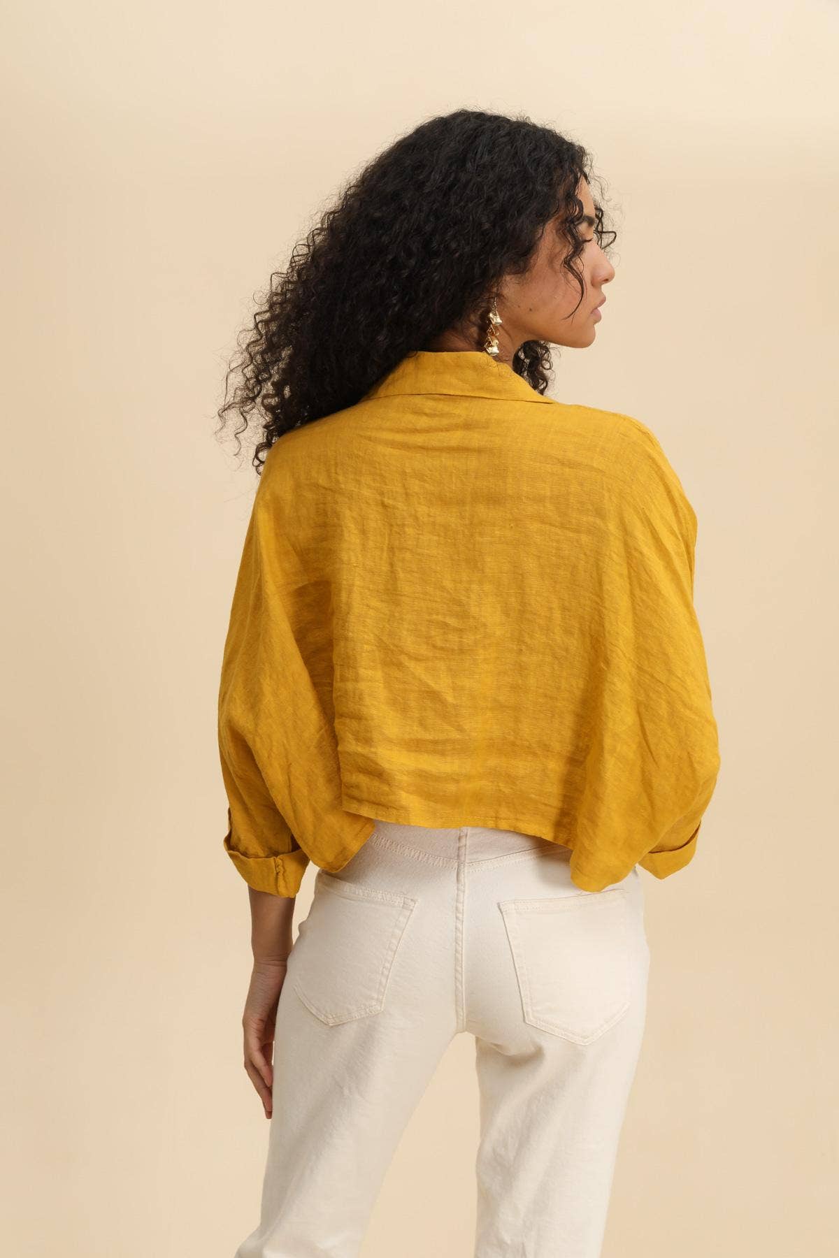 Linen crop shirt