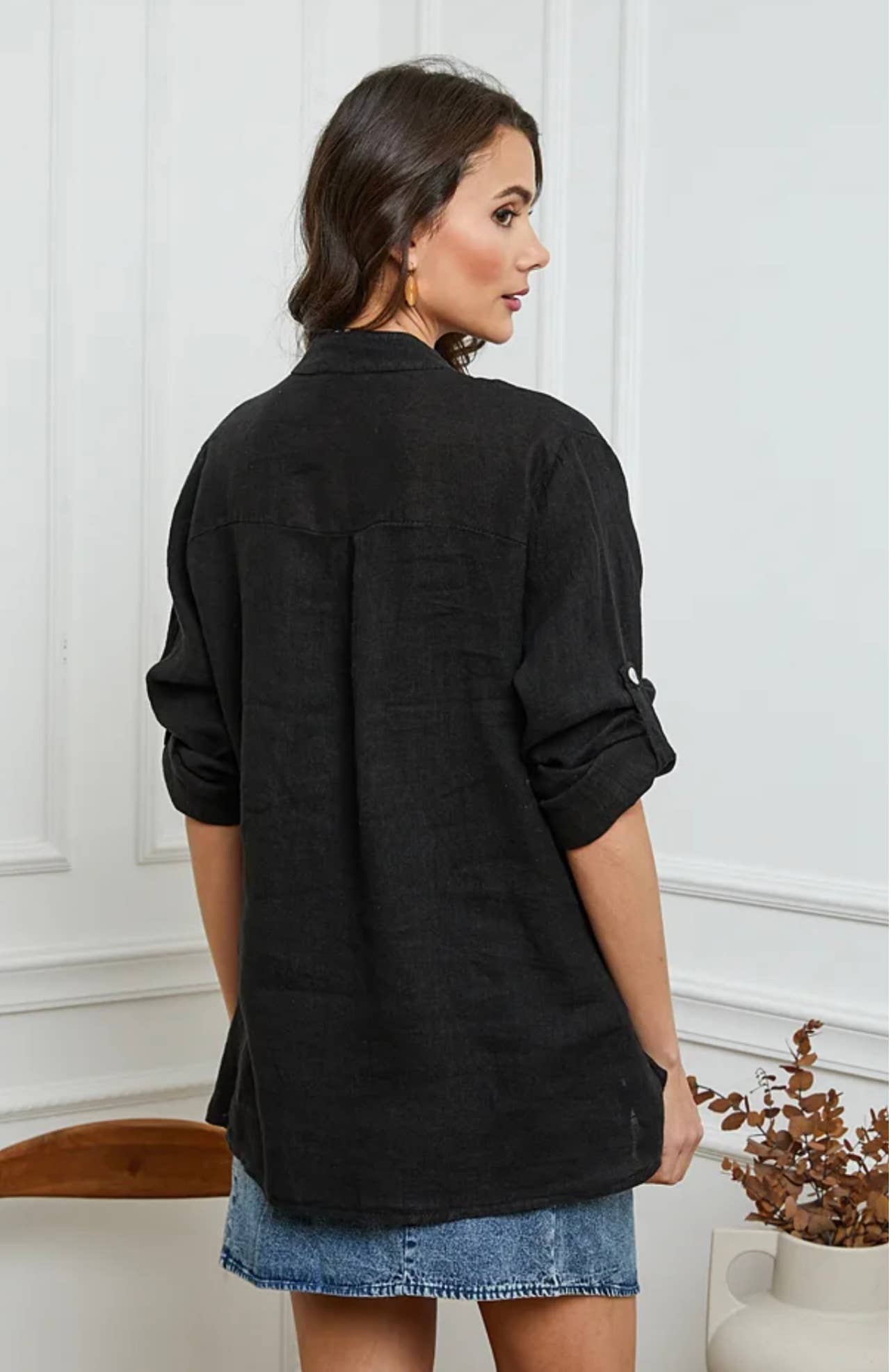 linen blouse with 3/4 sleeves
