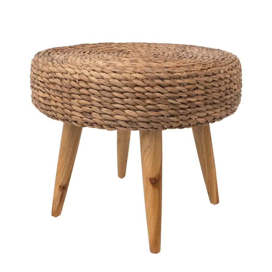 Hand-Woven Hyacinth Stool