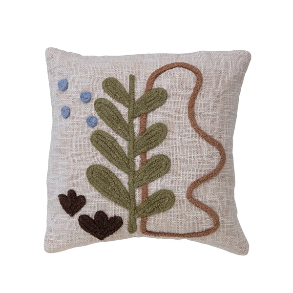 Embroidered Plant Pillow