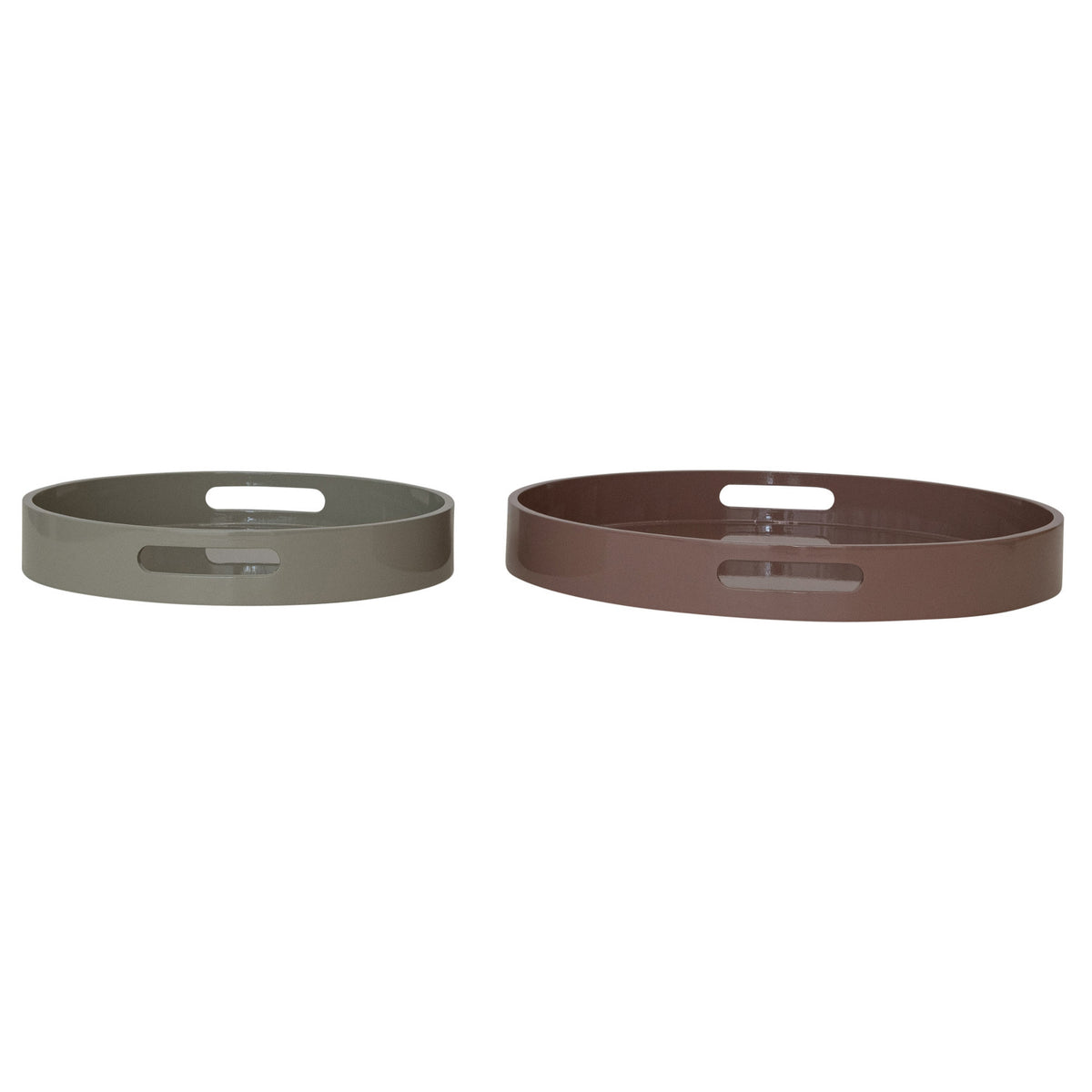 MDF Lacquered Trays w/ Handles, Brown & Taupe, 