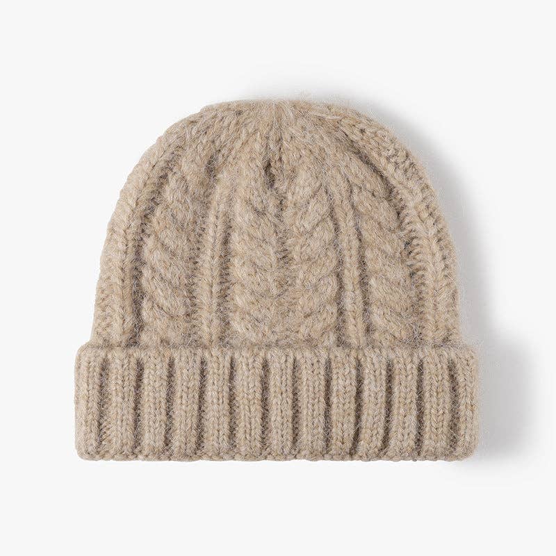 Solid Knit Jacquard Beanie