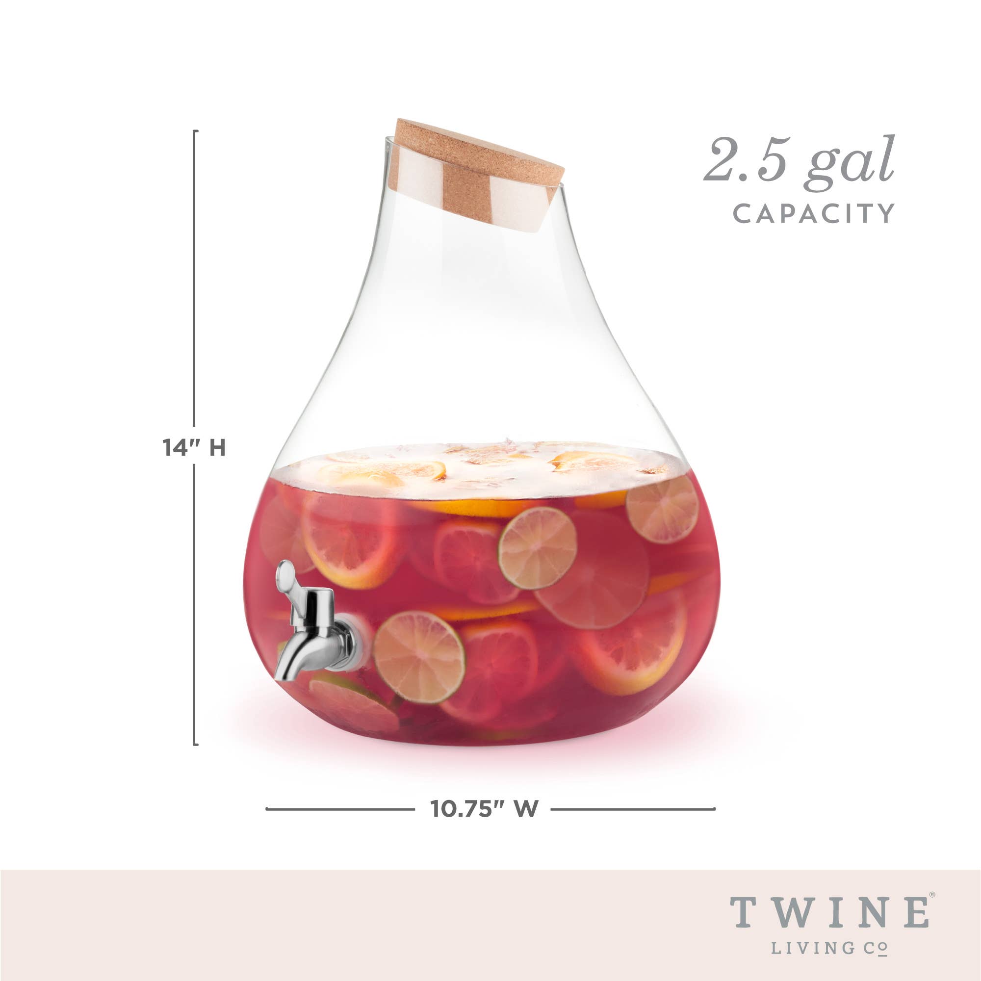 Pearl-Shaped Glass Beverage Dispenser w/ Cork Stopper