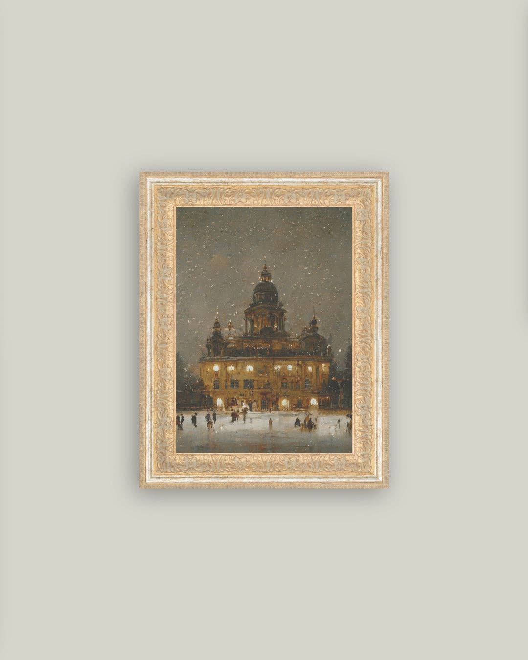 Ice Skating Framed Antique Art