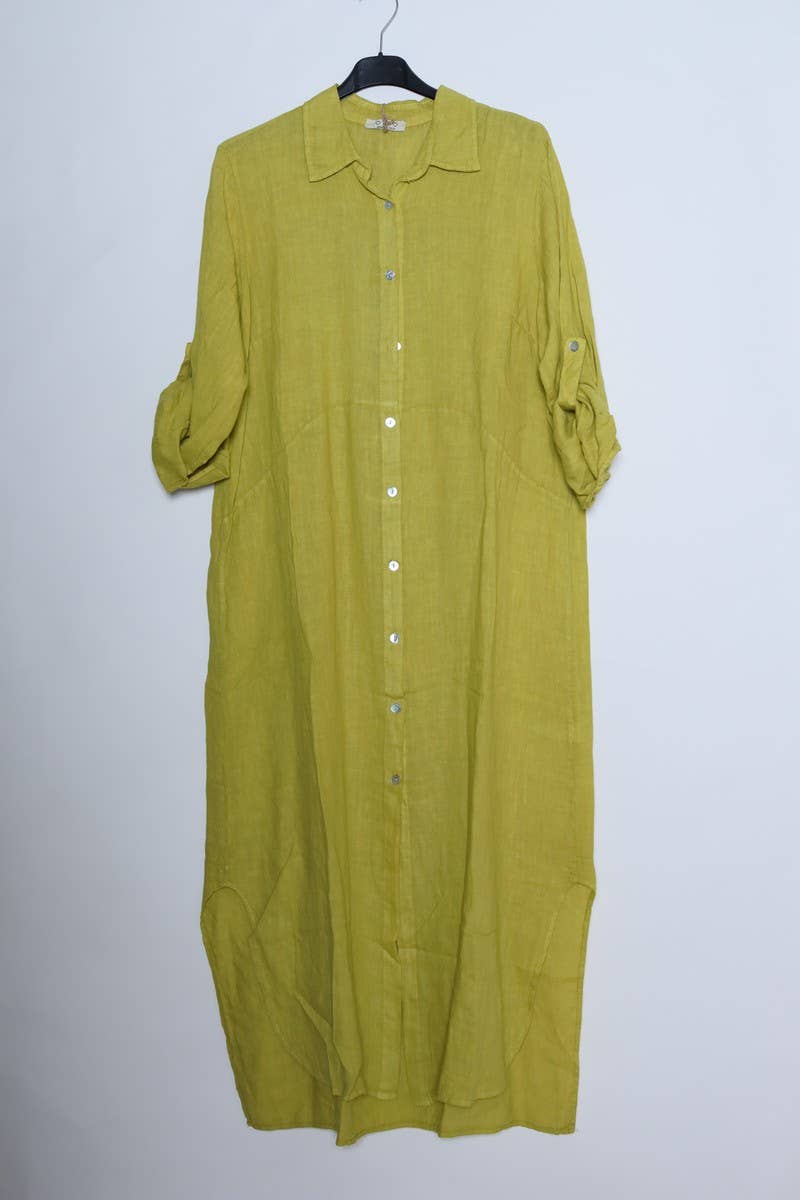 Linen long shirt dress