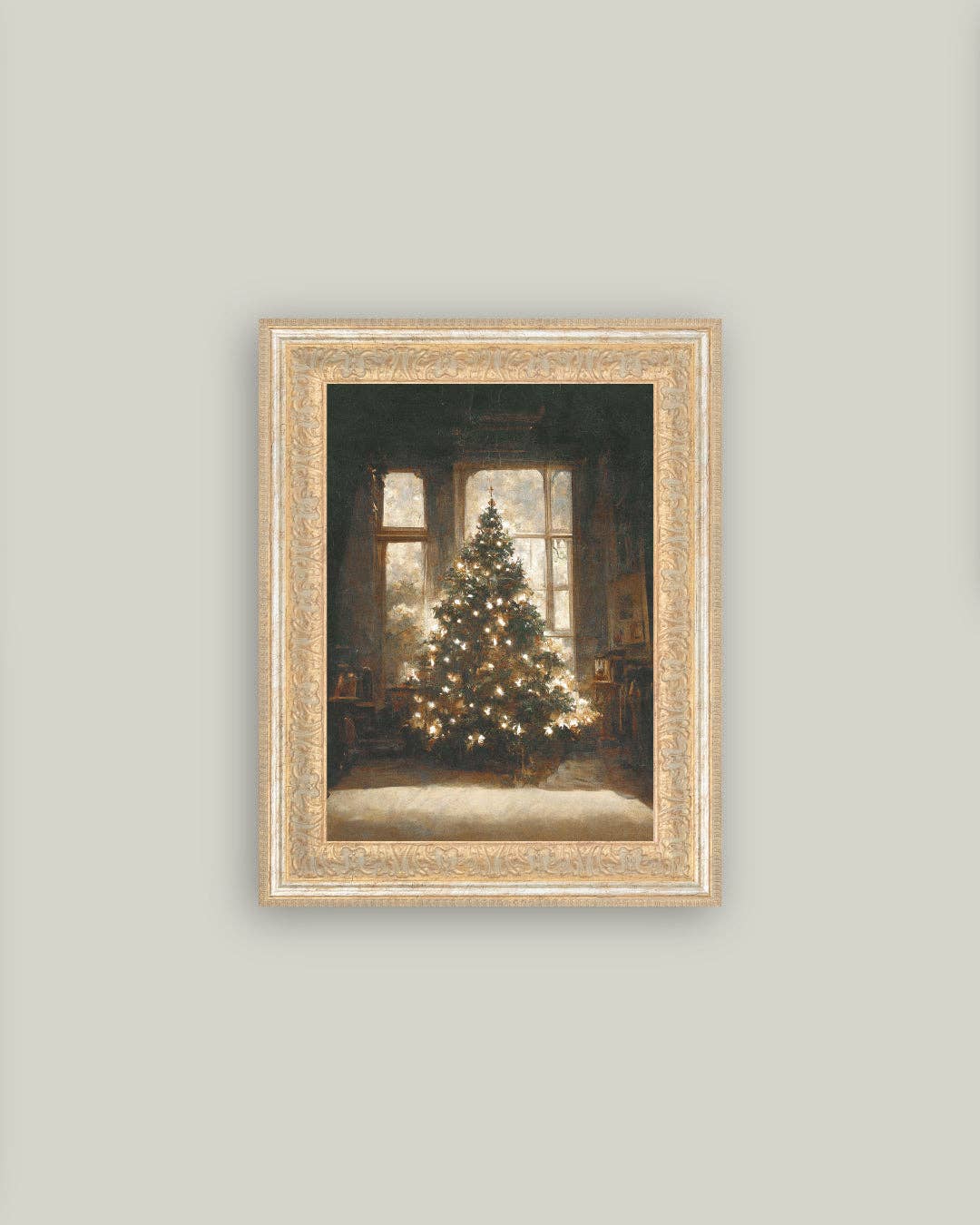 Glowing Christmas Tree Framed Antique Art