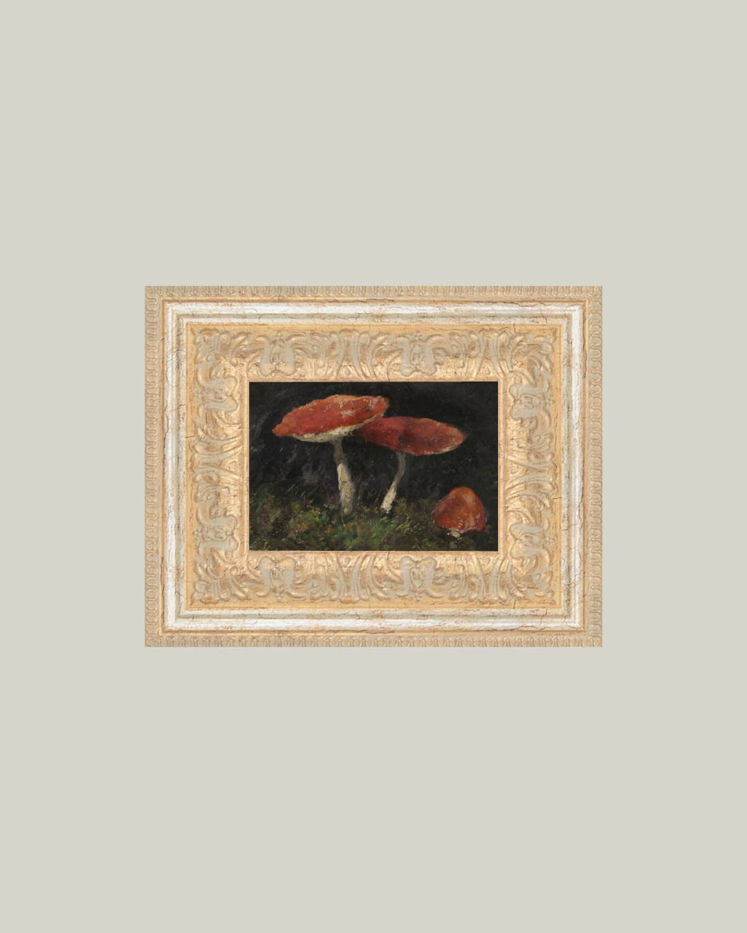 Vintage Mushrooms Framed Antique Art