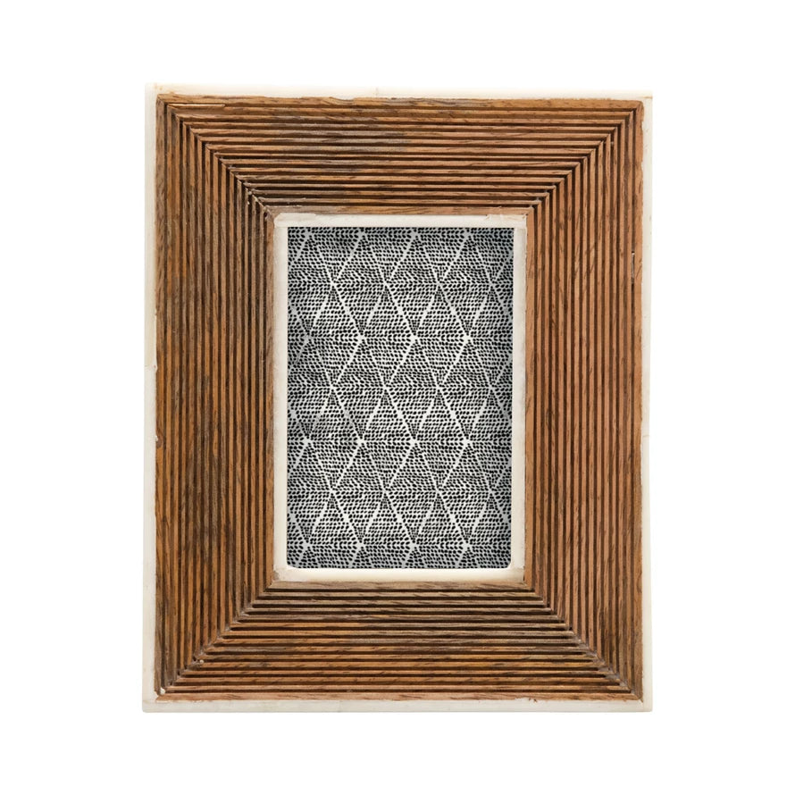 Hand-Carved Frame with Bone Border