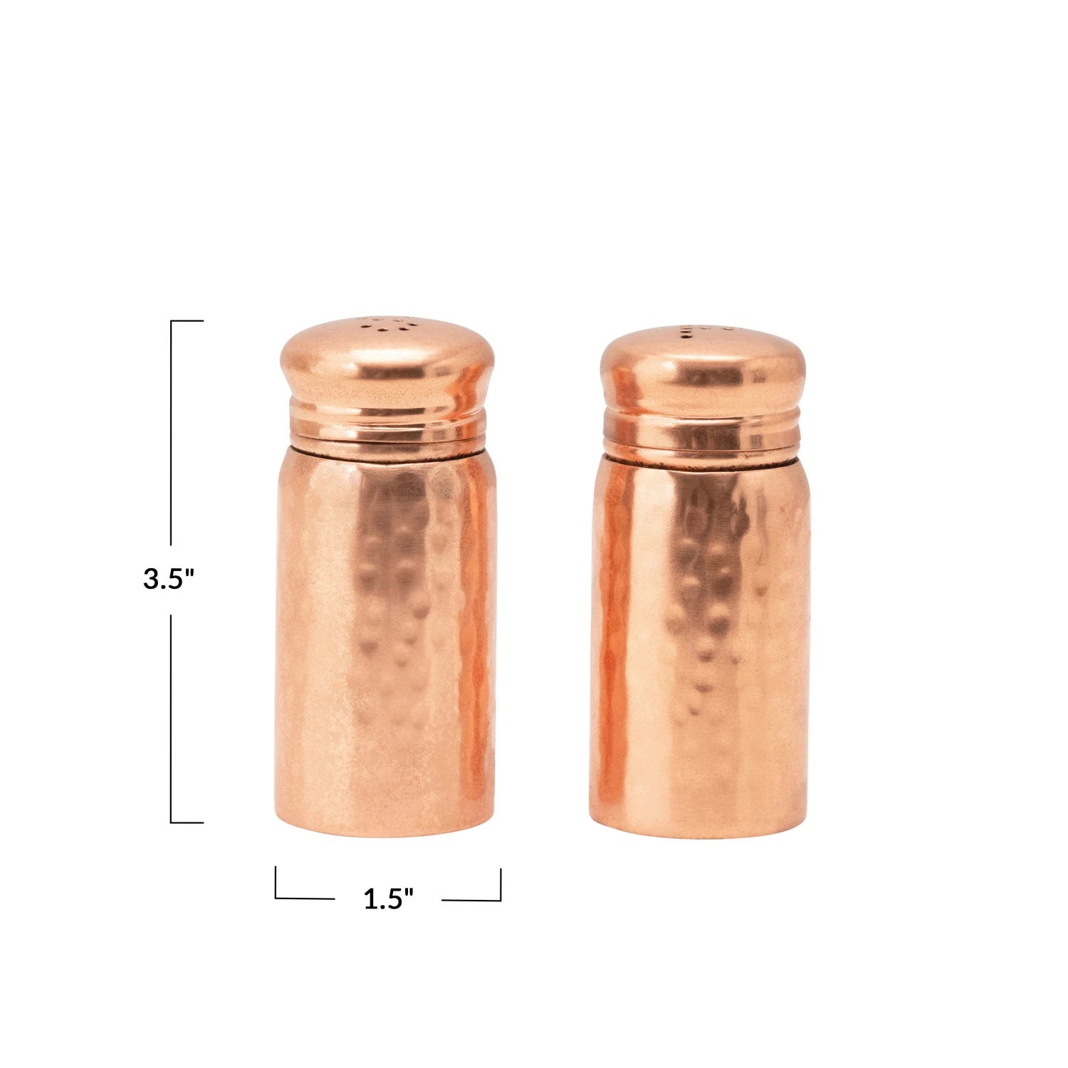 Hammered copper Salt and Pepper Shakers