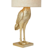 Bird Table Lamp with White Linen Shade