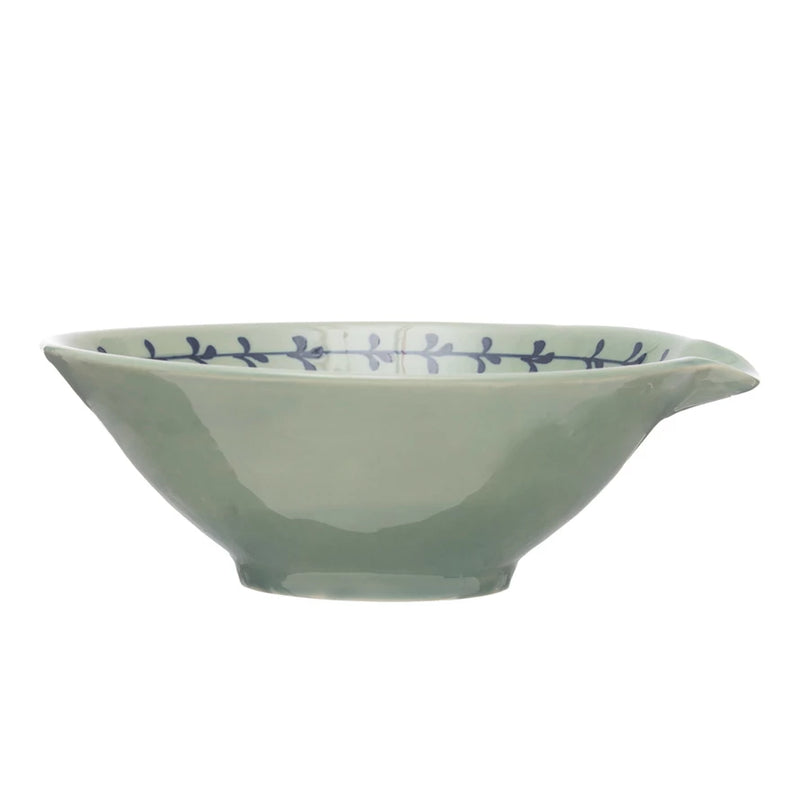 Hand-Painted Bowl w/ Spout Aqua